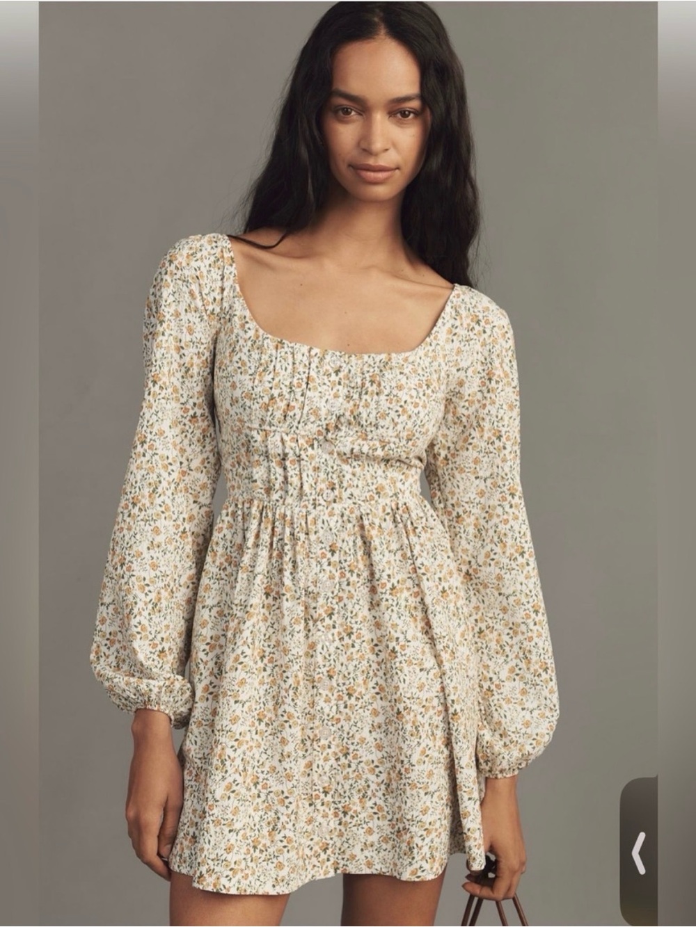 Anthropologie Long-Sleeve Corset A-Line Mini Dress